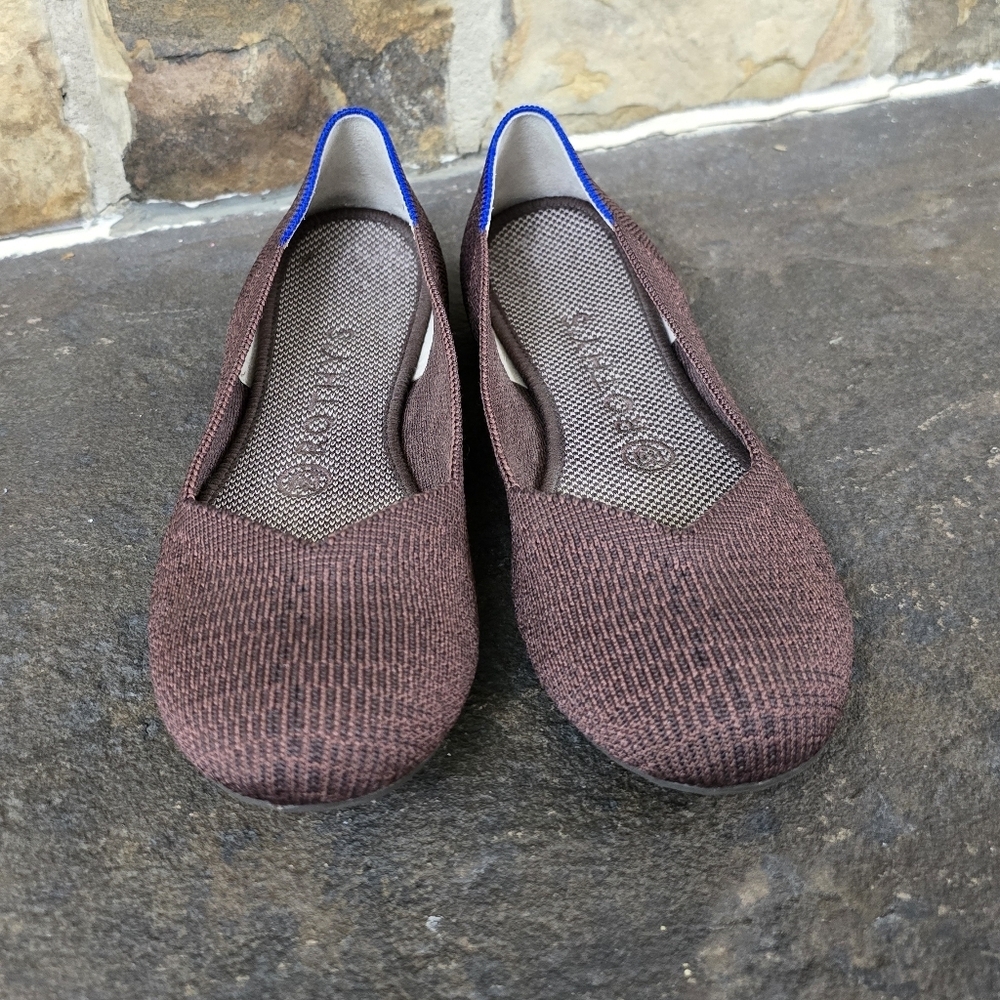 Rothys 7.5 Truffle Python Flats Shoes Retired - image 5